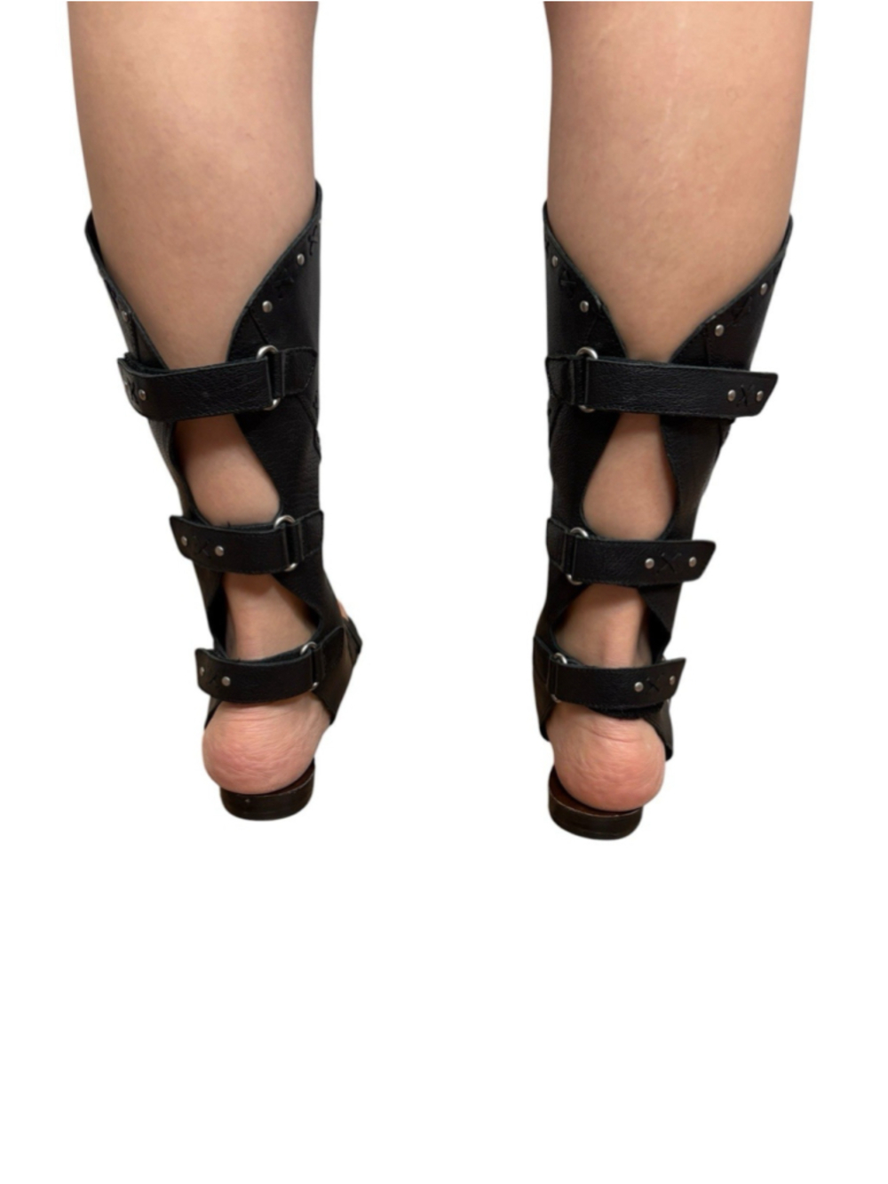 ASH Black Leather Cutout Gladiator Sandals Knee High Flat Sandals US 7 Rare - Picture 4 of 11